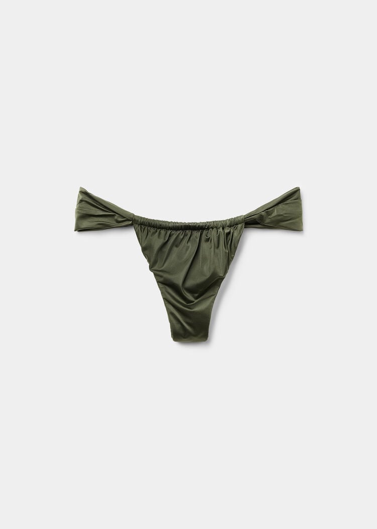 String brazilian swimsuit bottom shiny satin
