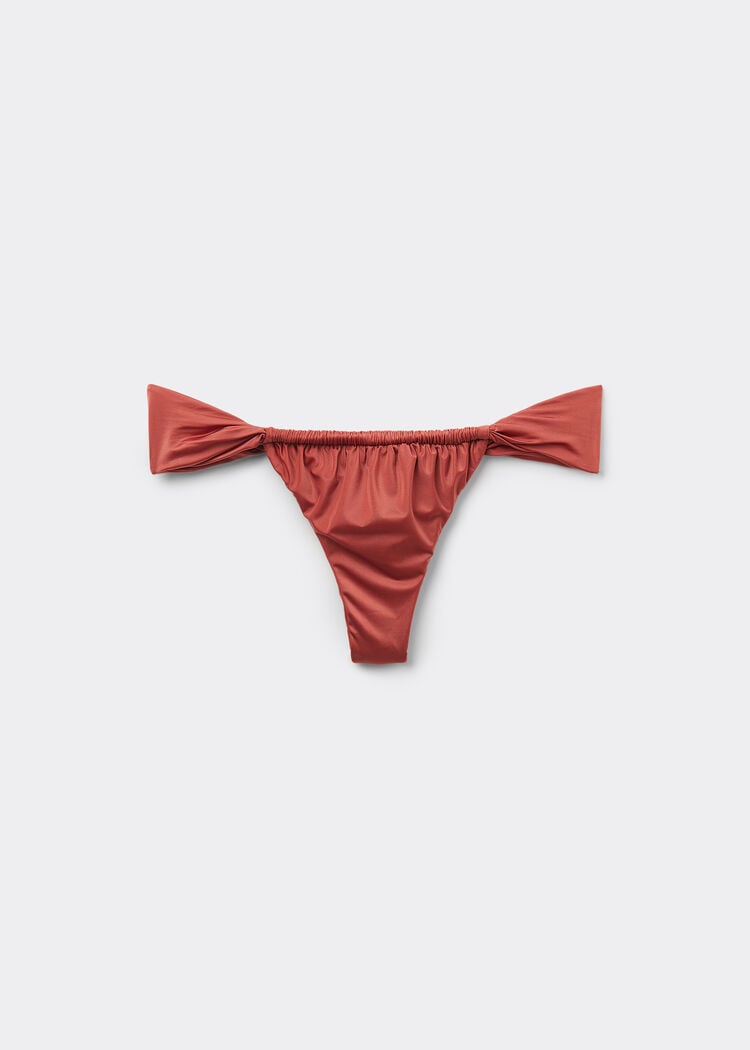 String brazilian swimsuit bottom shiny satin