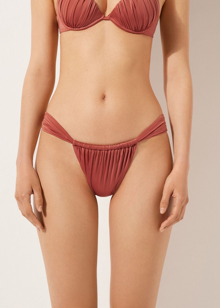 String brazilian swimsuit bottom shiny satin