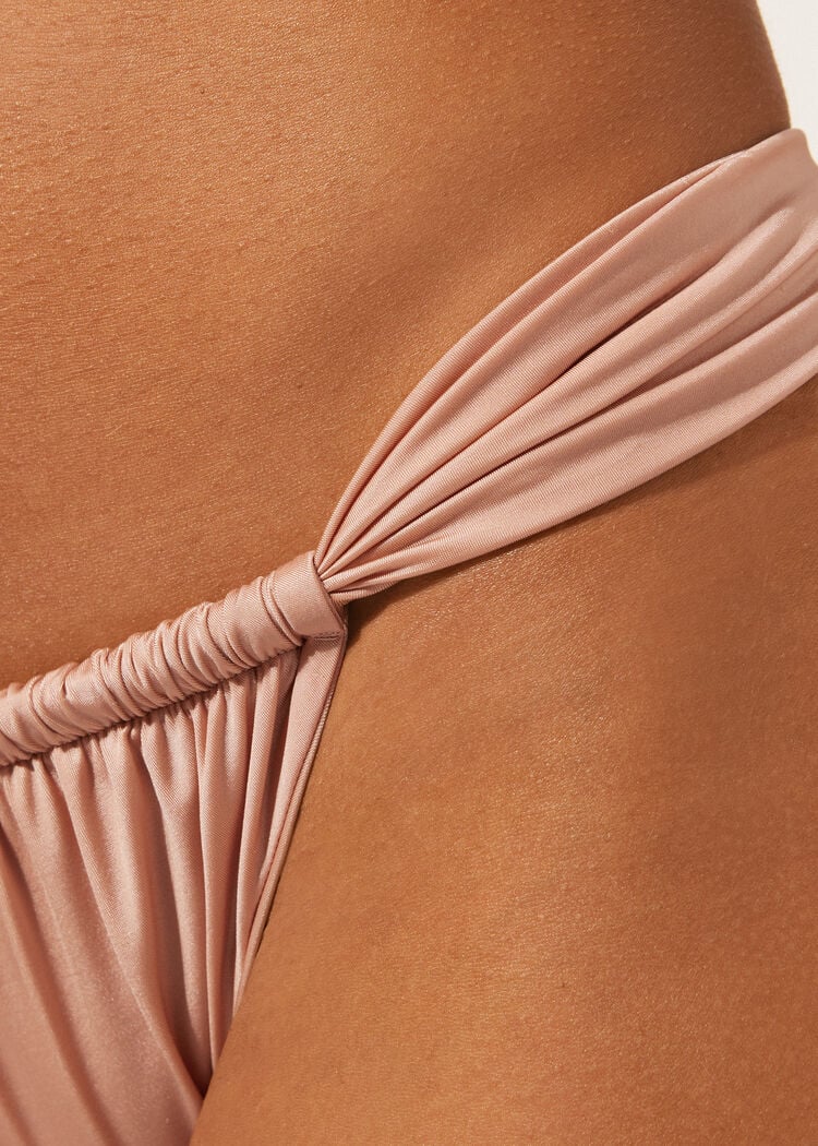 String brazilian swimsuit bottom shiny satin