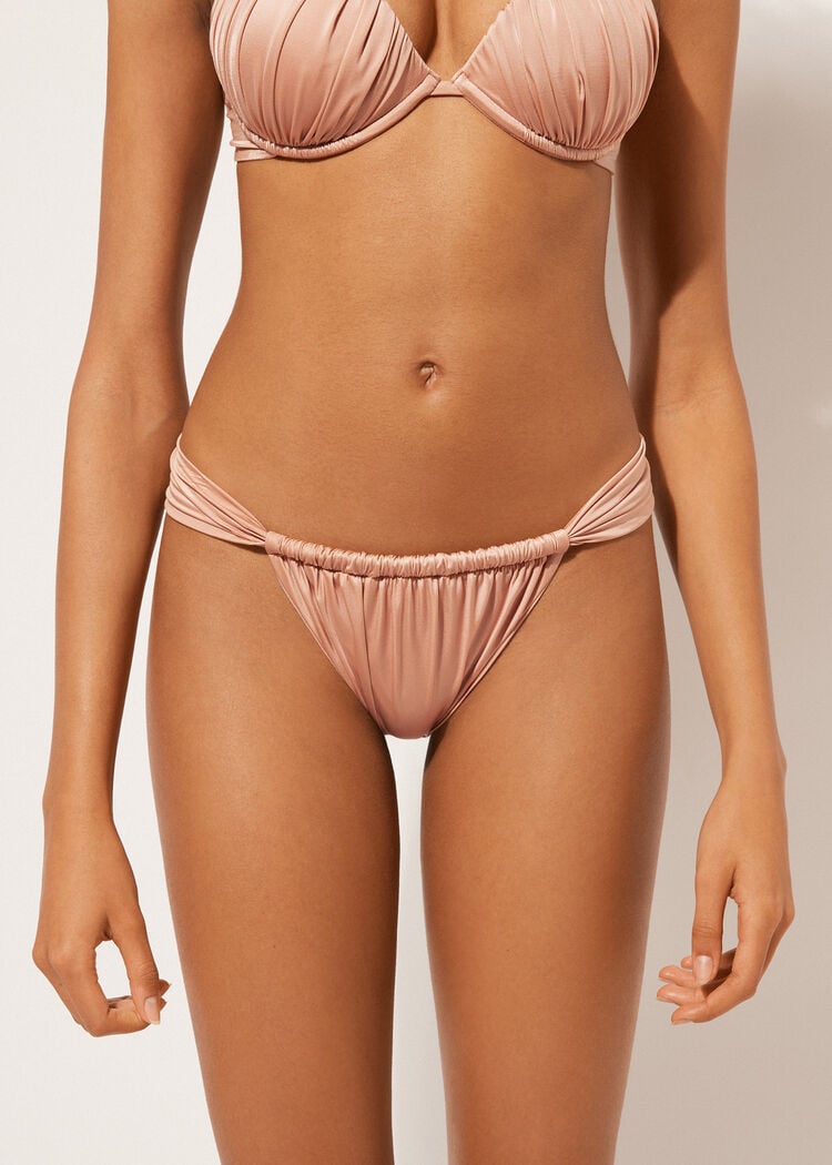 String brazilian swimsuit bottom shiny satin