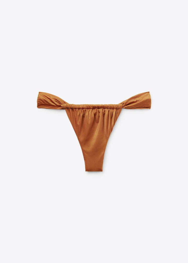 String brazilian swimsuit bottom shiny satin