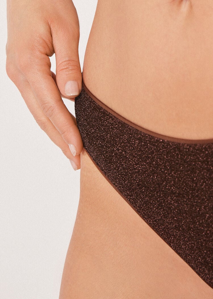 Brazilian bikini bottoms metallic glow