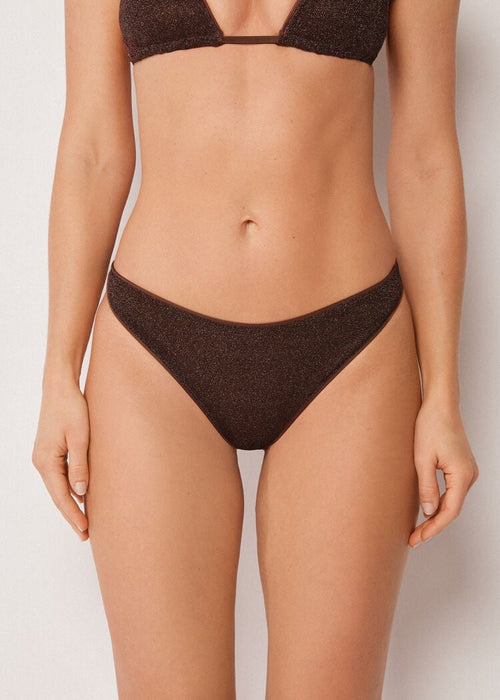 Brazilian bikini bottoms metallic glow