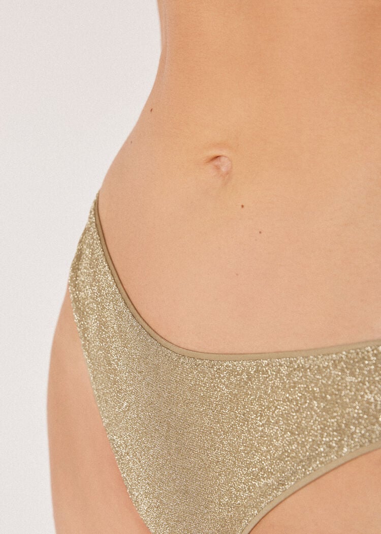 Brazilian bikini bottoms metallic glow