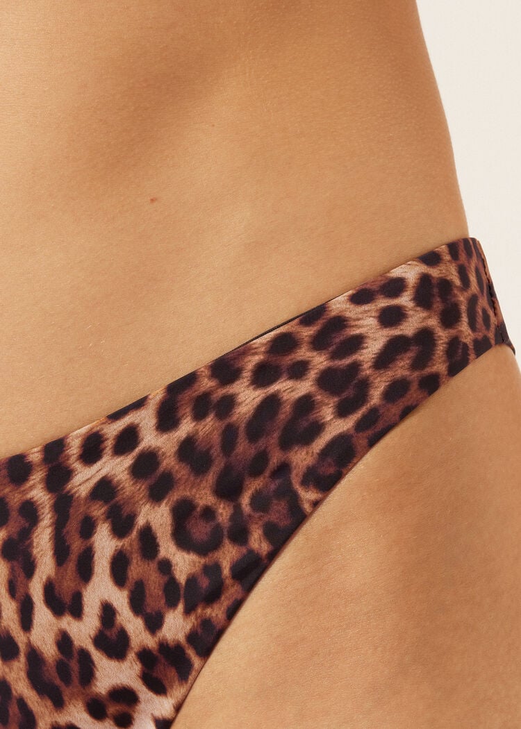 Brown animalier brazilian swimsuit bottoms