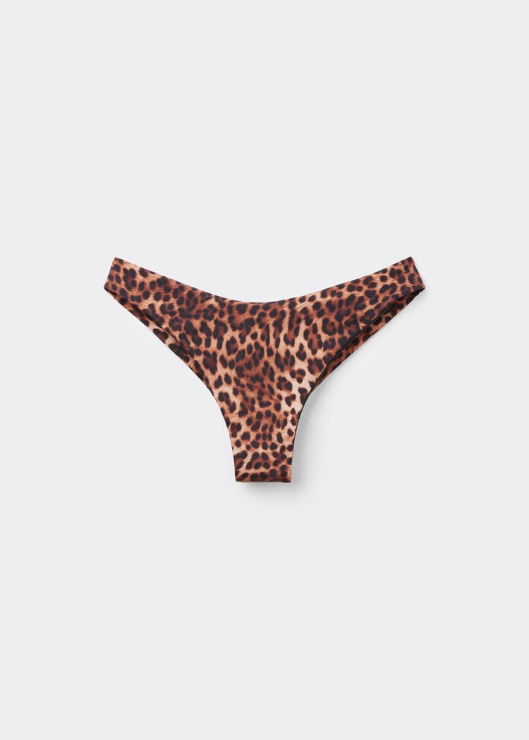 Brown animalier brazilian swimsuit bottoms