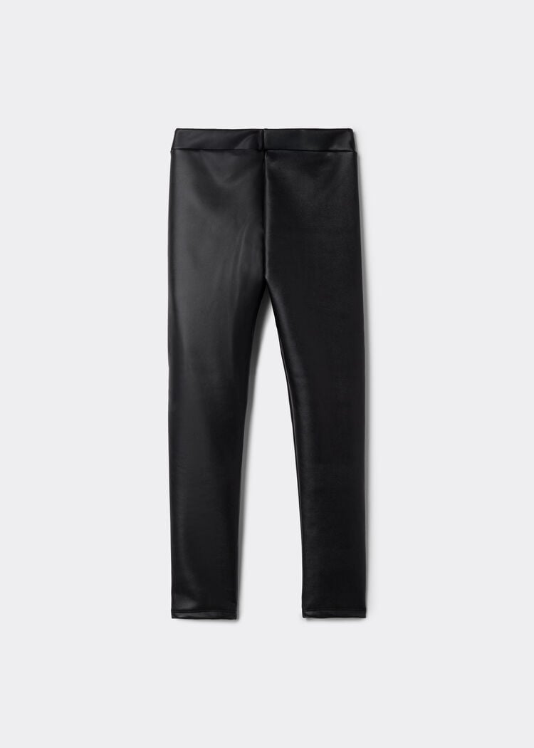Girls’ leather effect thermal leggings