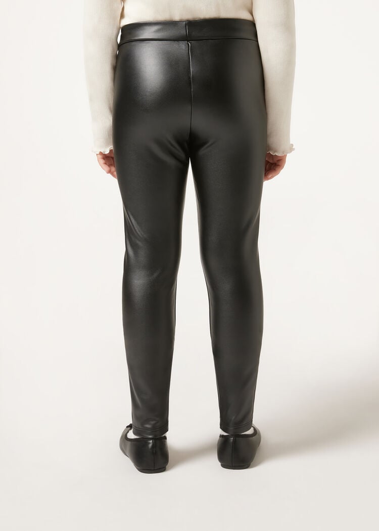 Girls’ leather effect thermal leggings