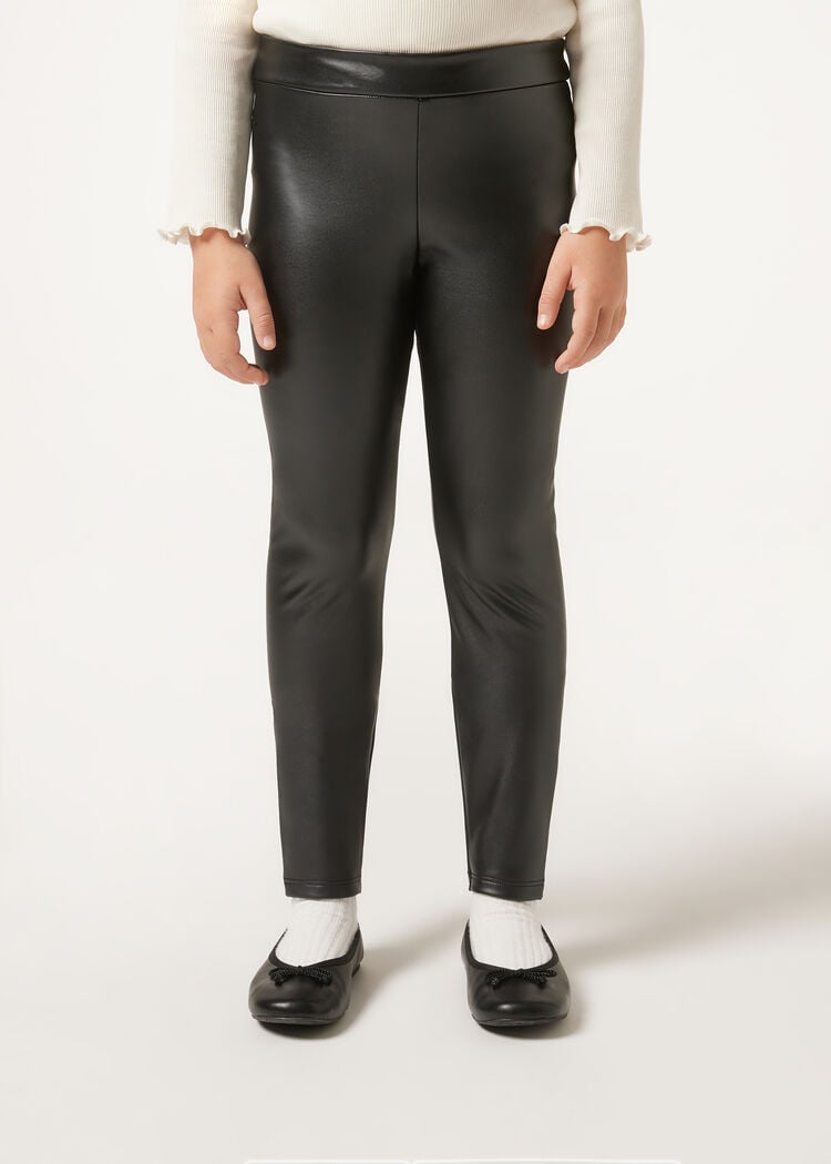 Girls’ leather effect thermal leggings