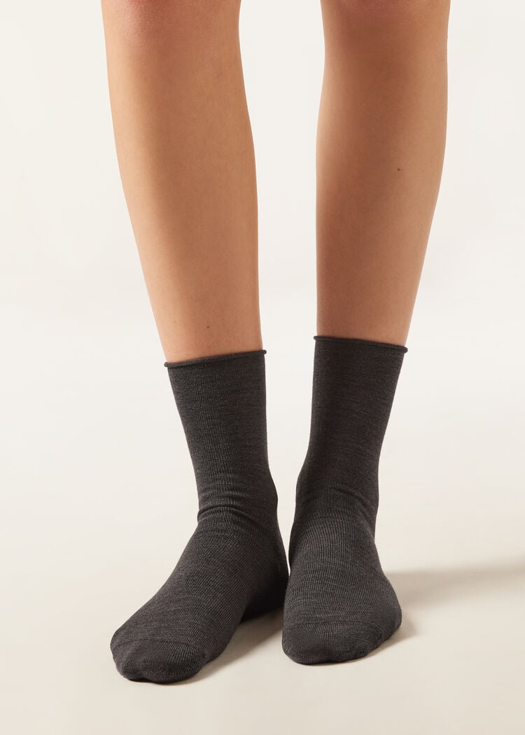 Wool and cotton short socks