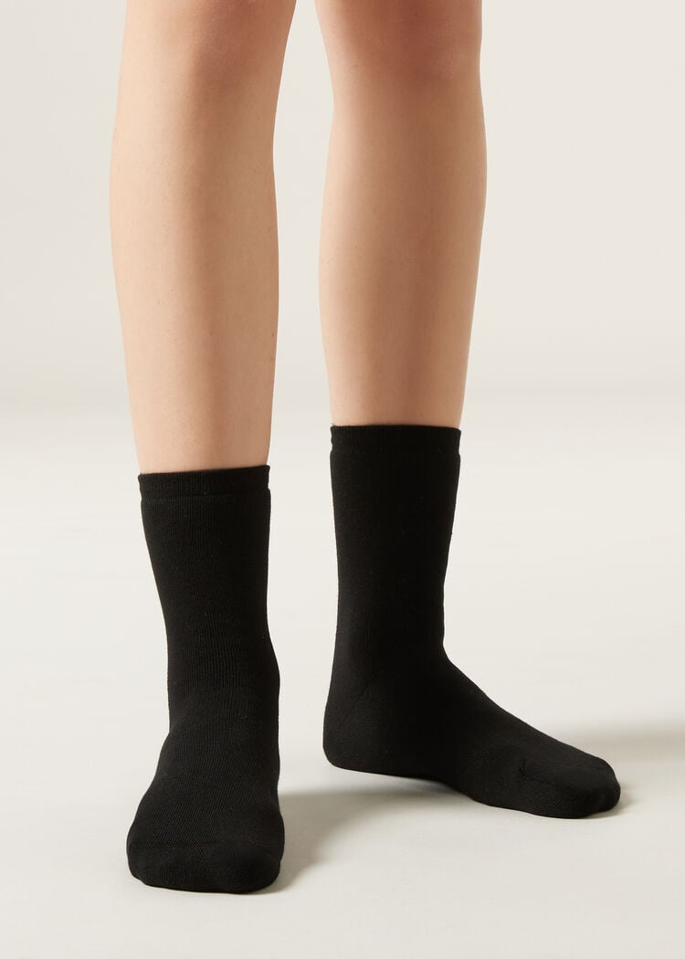 Short cotton thermal socks