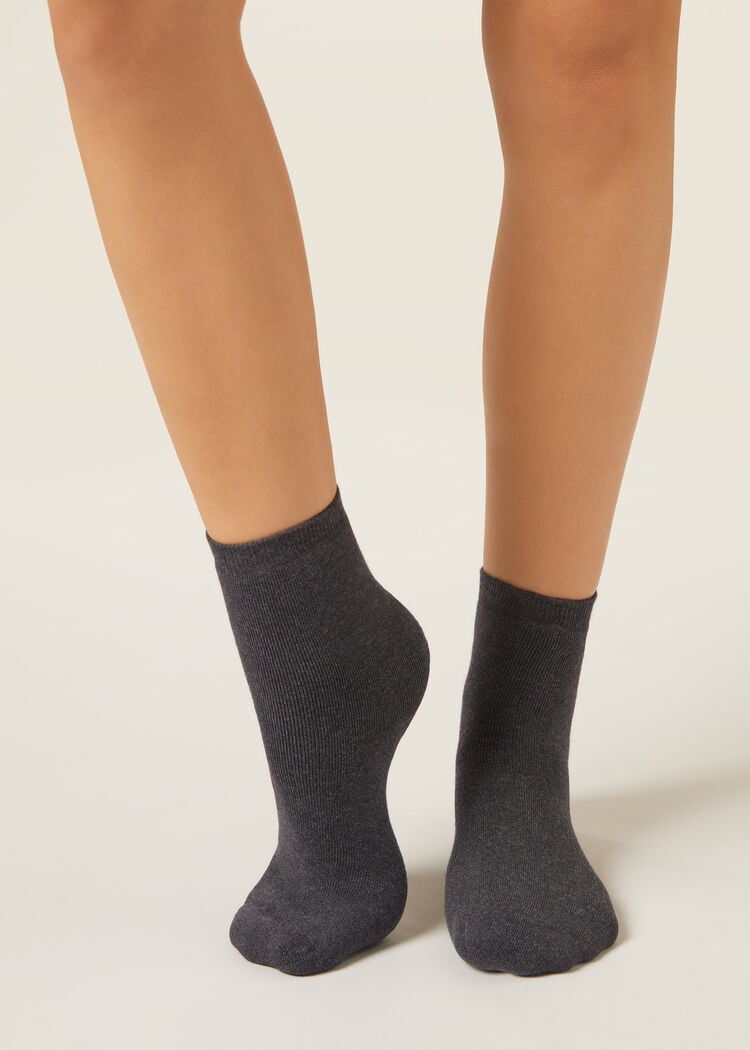 Short cotton thermal socks