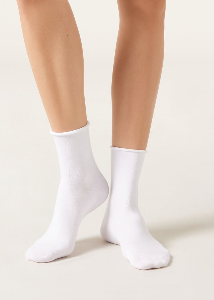Non-elastic cotton ankle socks