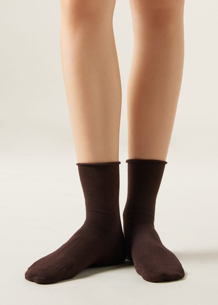 Non-elastic cotton ankle socks