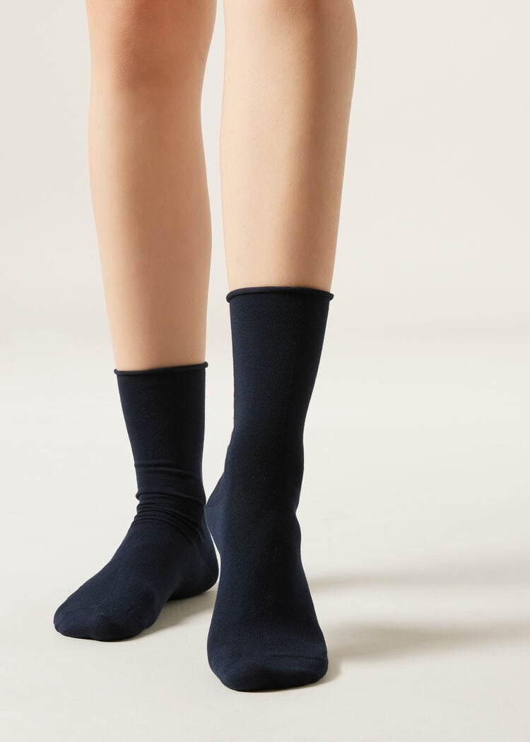 Non-elastic cotton ankle socks