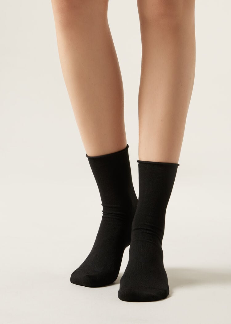 Non-elastic cotton ankle socks