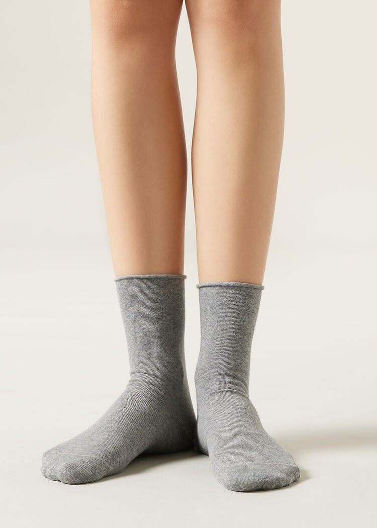 Non-elastic cotton ankle socks