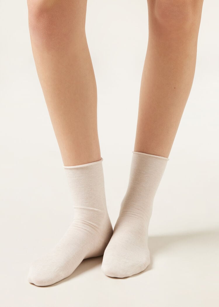 Non-elastic cotton ankle socks