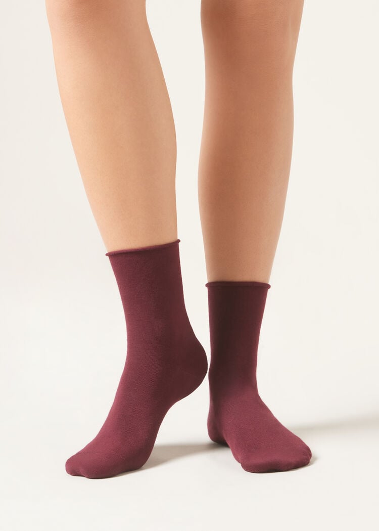 Non-elastic cotton ankle socks