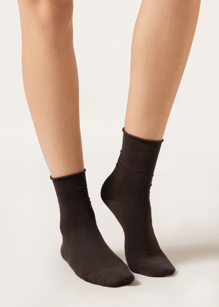 Non-elastic cotton ankle socks