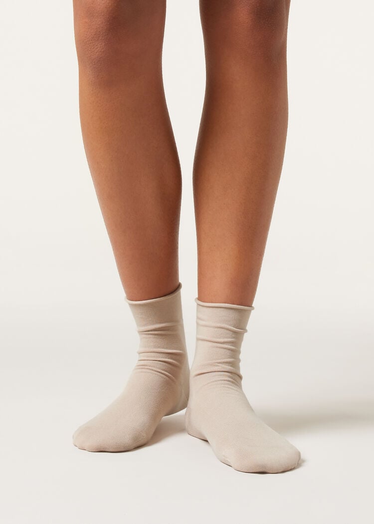 Non-elastic cotton ankle socks