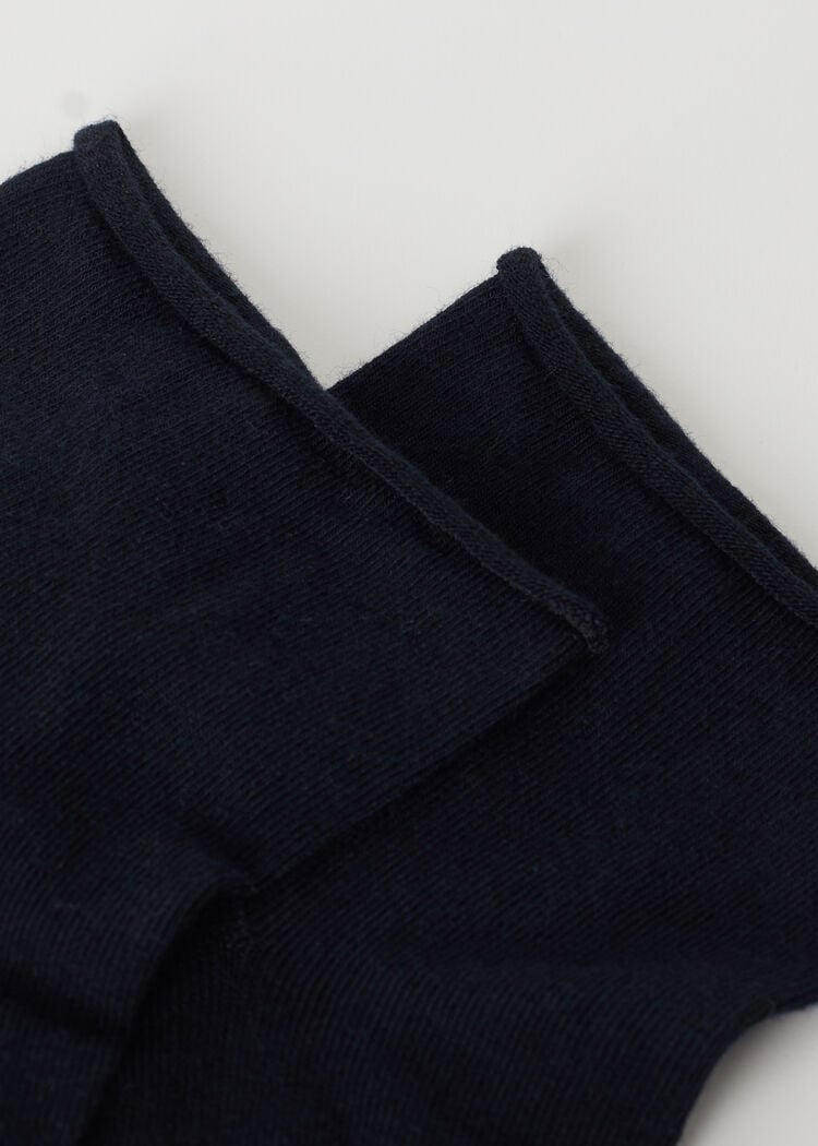 Cuffless short socks in cotton