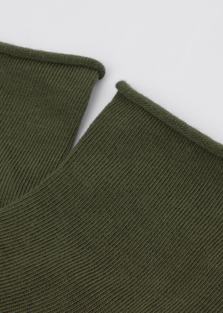 Cuffless short socks in cotton