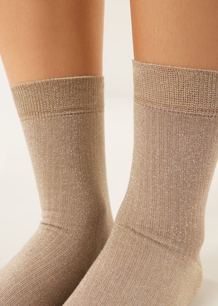 Ribbed glitter socks