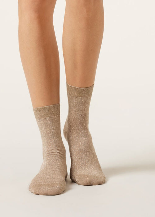 Ribbed glitter socks