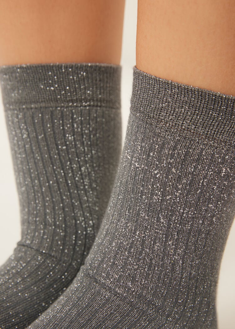 Ribbed glitter socks
