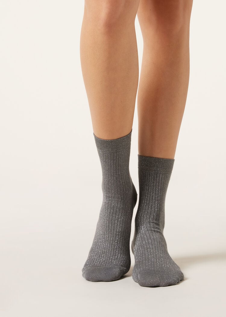 Ribbed glitter socks