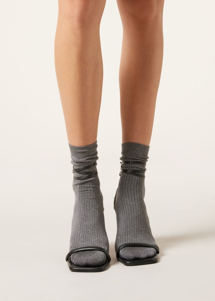 Ribbed glitter socks