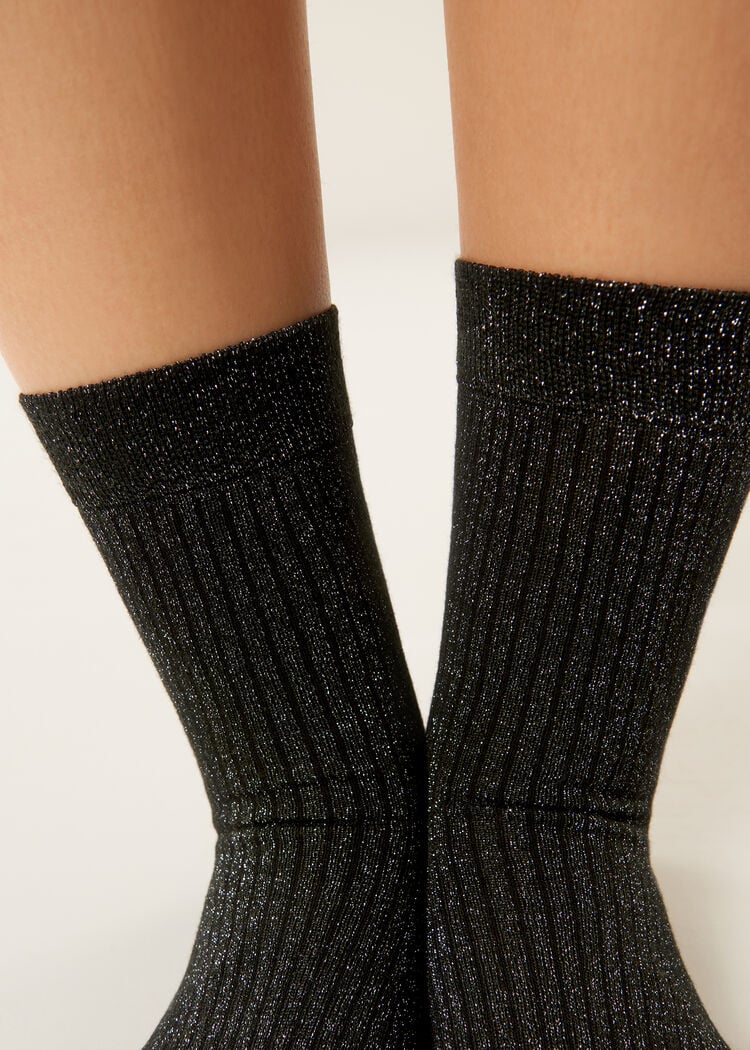 Ribbed glitter socks