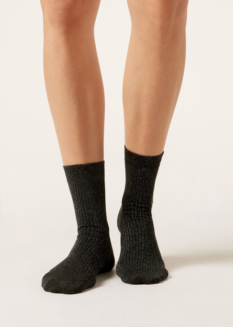 Ribbed glitter socks