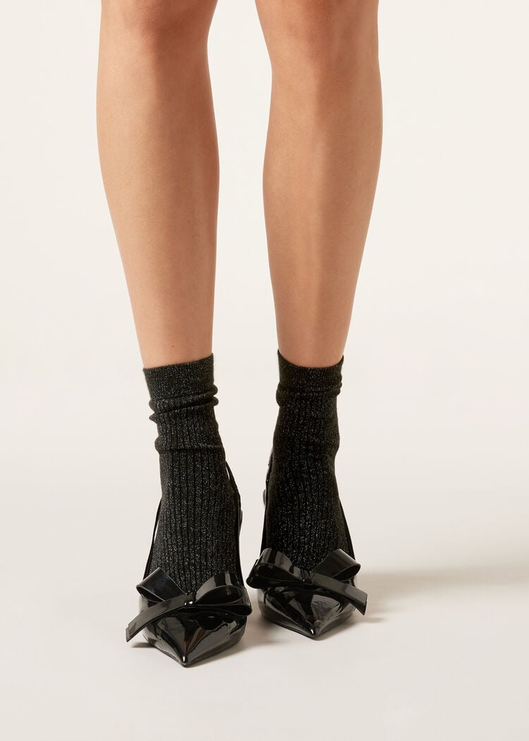Ribbed glitter socks