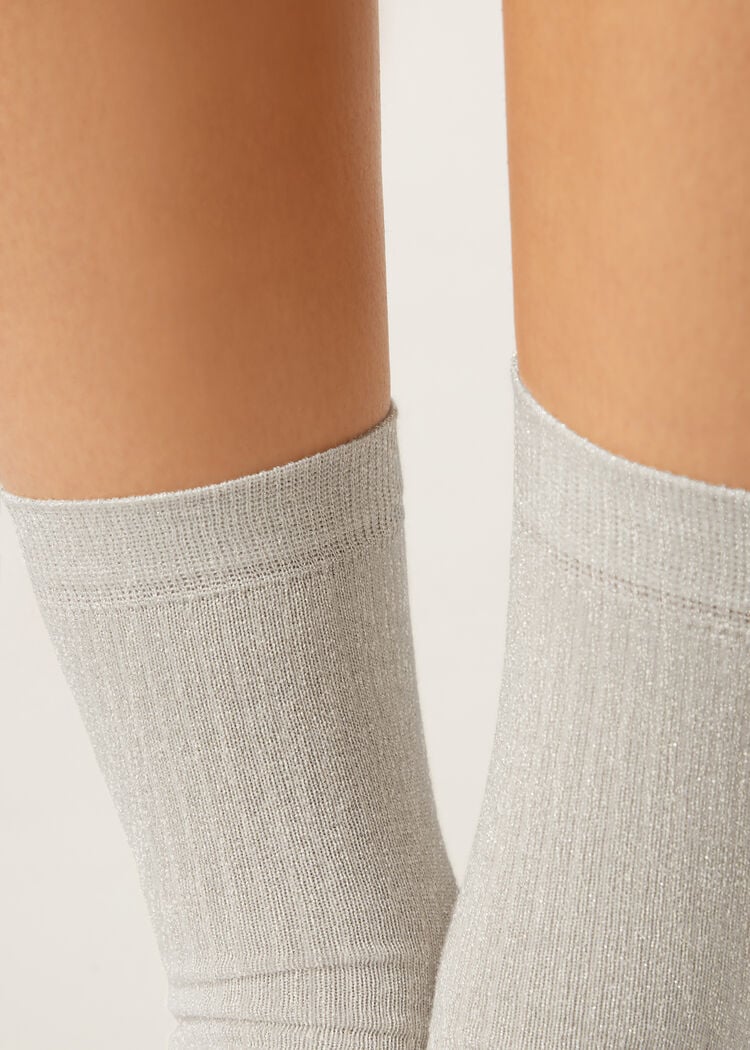 Ribbed glitter socks