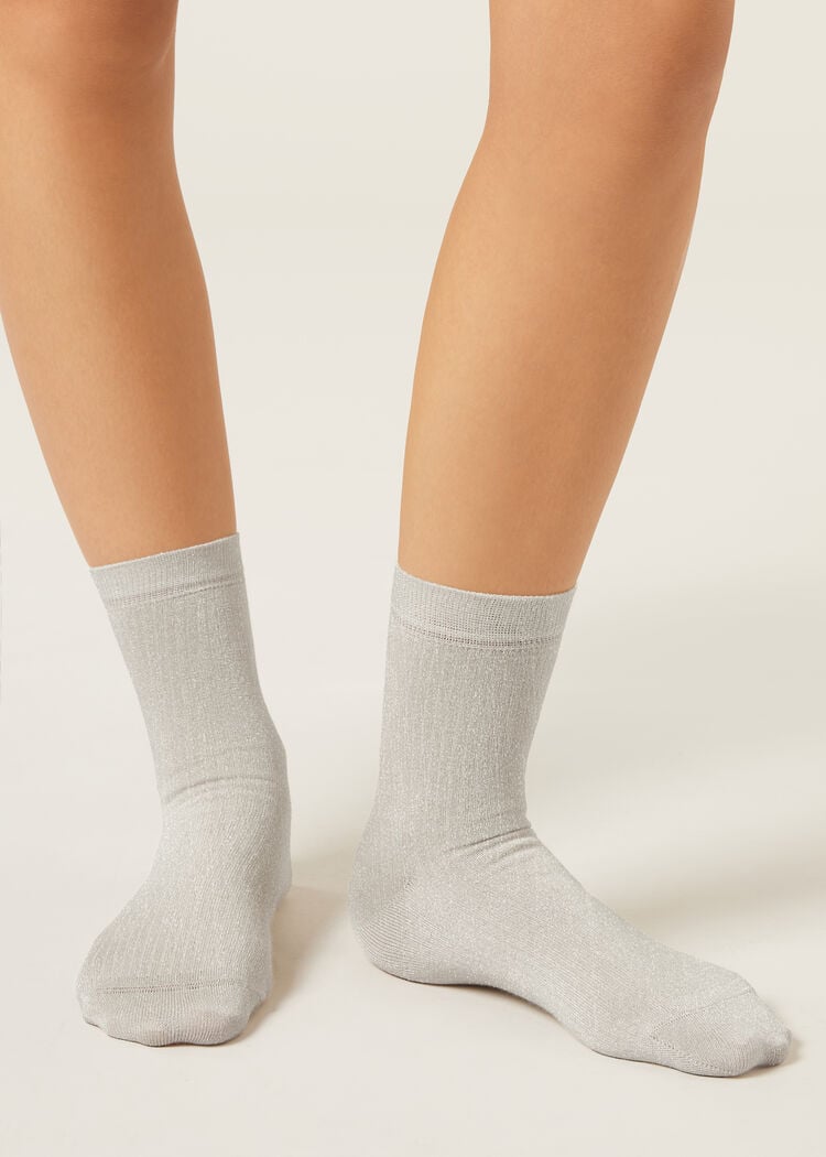 Ribbed glitter socks