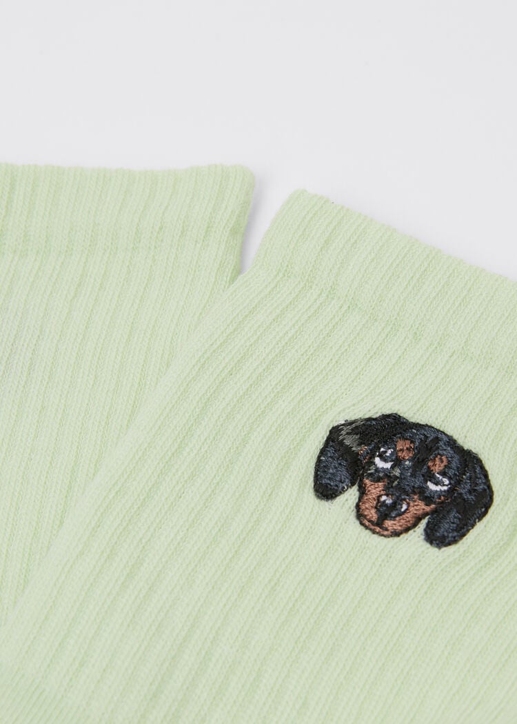 Dogs embroidered socks