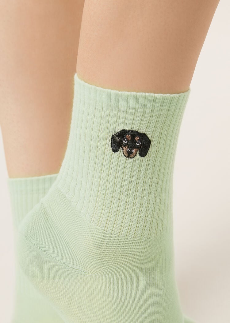 Dogs embroidered socks