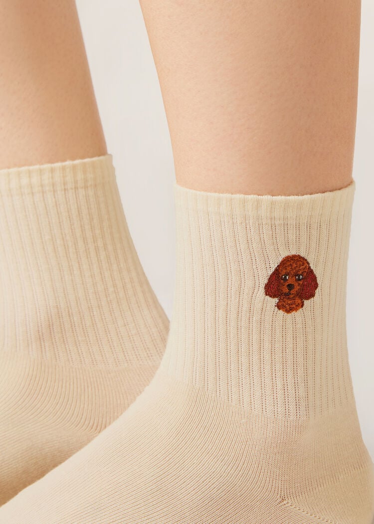 Dogs embroidered socks