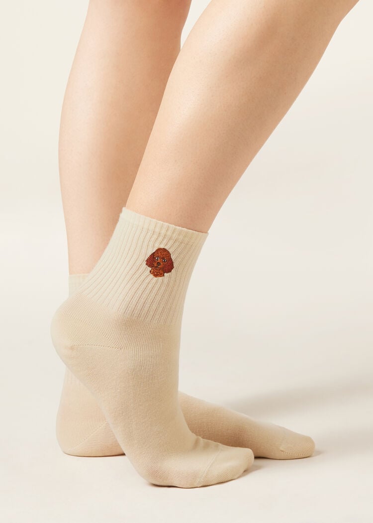 Dogs embroidered socks