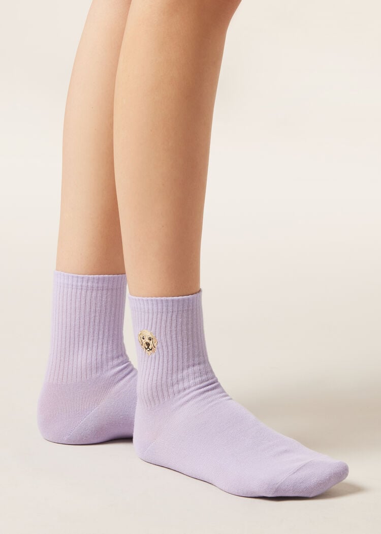 Dogs embroidered socks