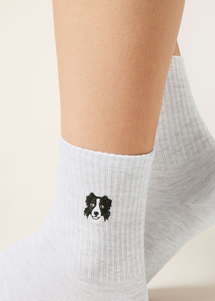 Dogs embroidered socks