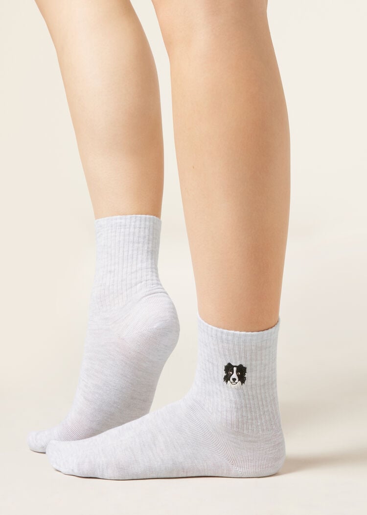 Dogs embroidered socks