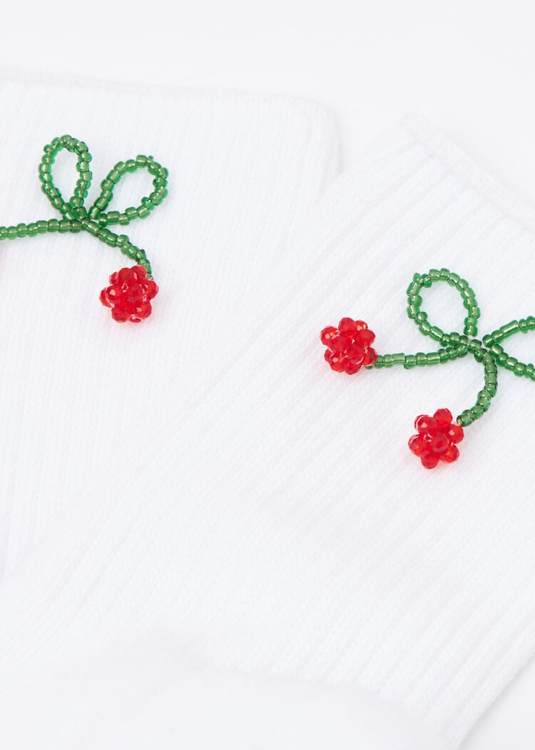 Cherry appliqué socks