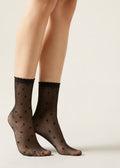 Hearts and dots motif socks