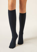 Long ribbed cashmere socks