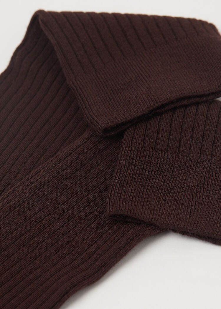 Long ribbed cashmere socks