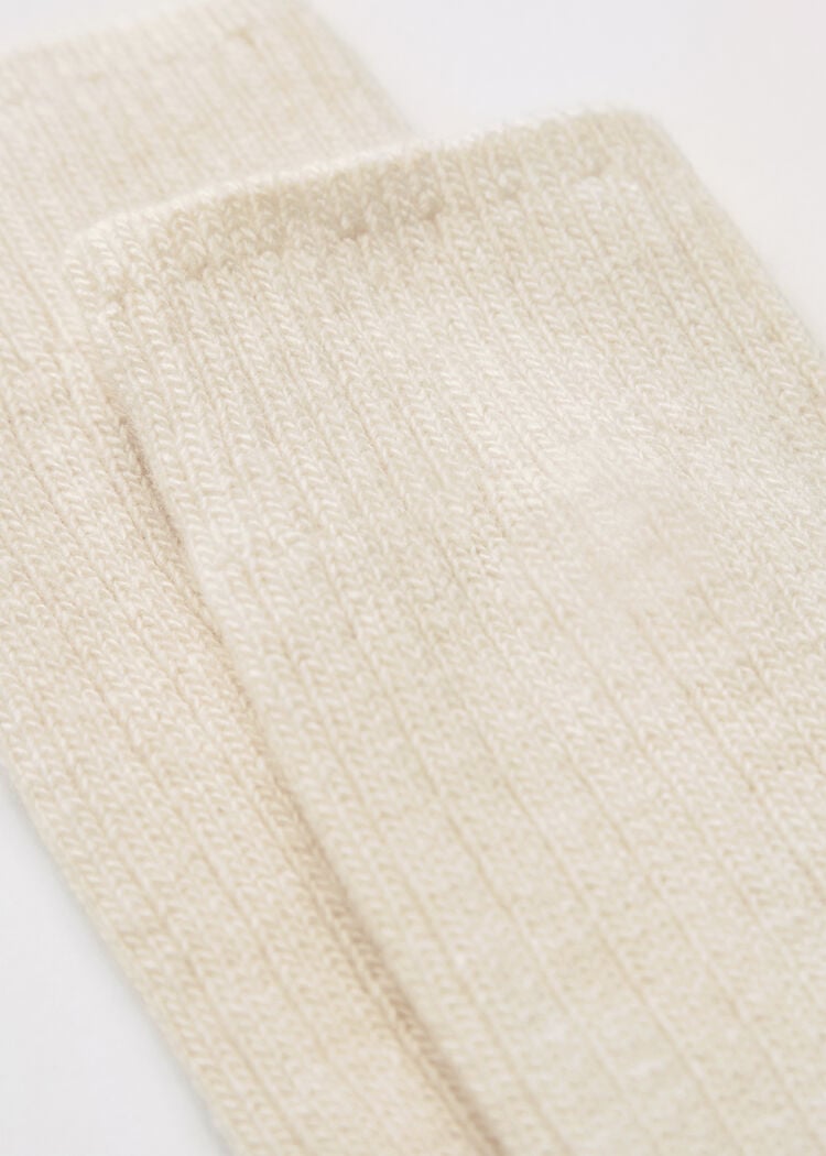 Long ribbed wool and cashmere socks